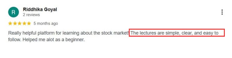 5-star review from Riddhika Goyal: the lectures are simple, clear and easy to follow; helped a lot as a beginner.