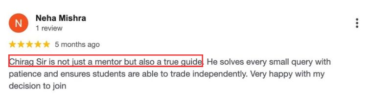 5-star review from Neha Mishra: the mentor solves every small query with patience.
