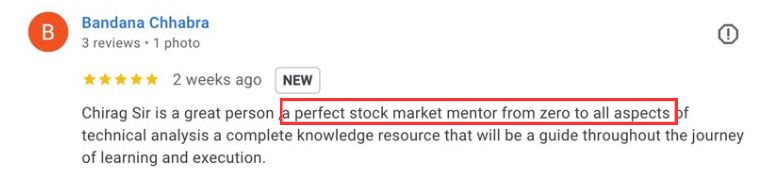 5-star review from Bandana Chhabra: a stock market mentor from zero to all aspects of technical analysis.